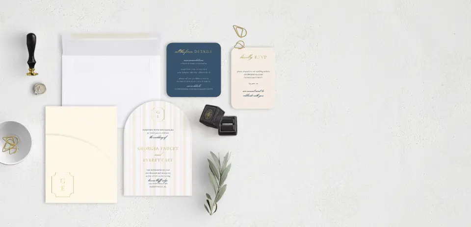 Stacked Wedding Invitations with pocket and coordinating items