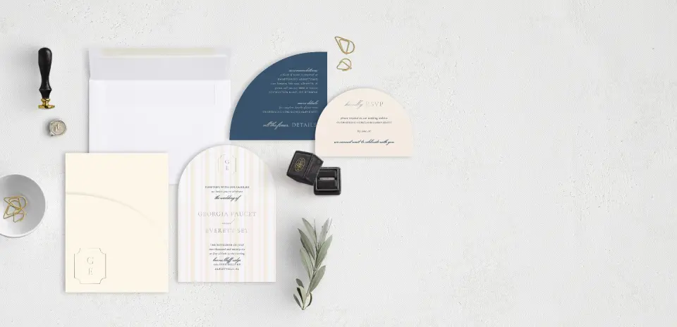 Stacked Wedding Invitations with pocket and coordinating items