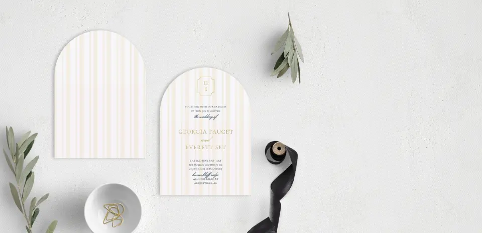 Stacked Wedding Invitations front and back