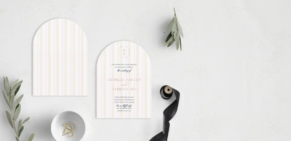 Stacked Wedding Invitations front and back