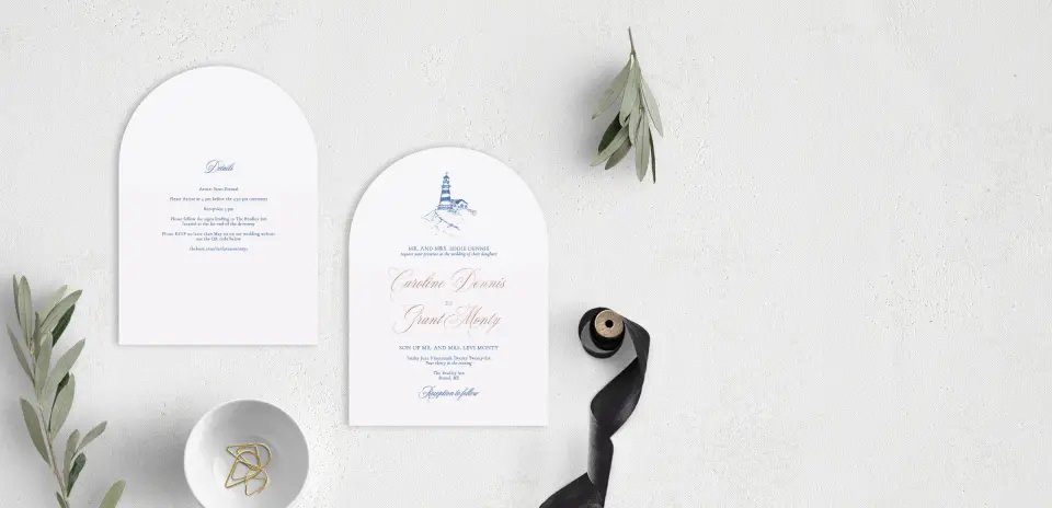 Stacked Wedding Invitations front and back
