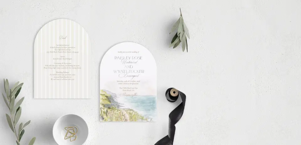 Stacked Wedding Invitations front and back