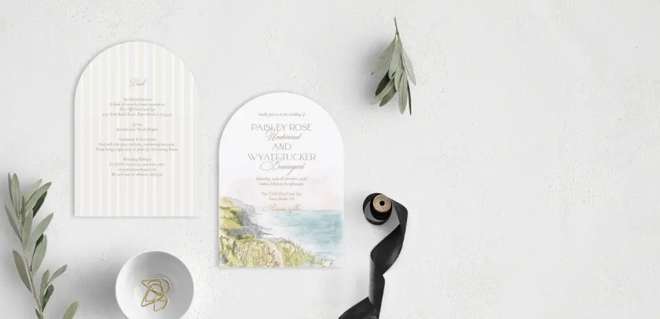Stacked Wedding Invitations front and back