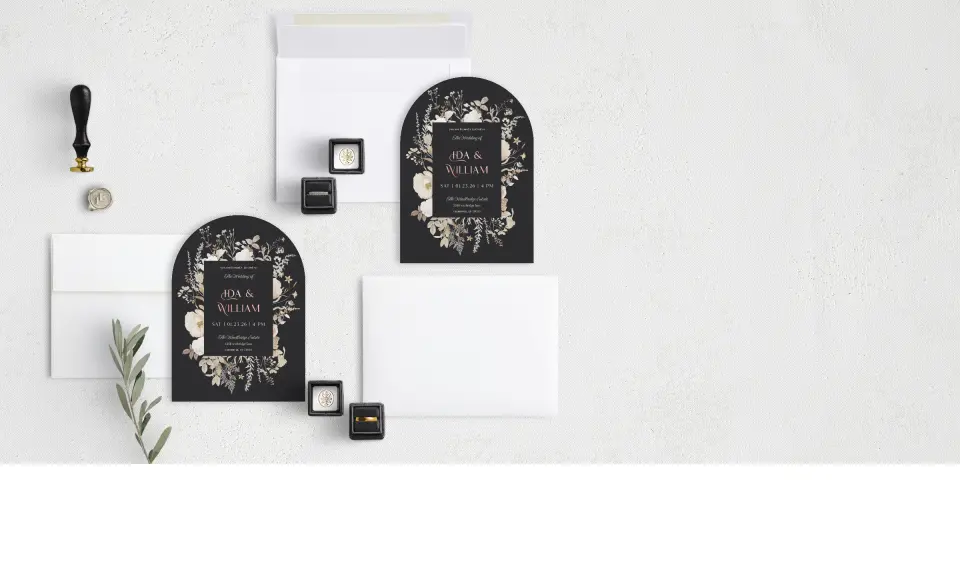 Stacked Wedding Invitations with coordinating items