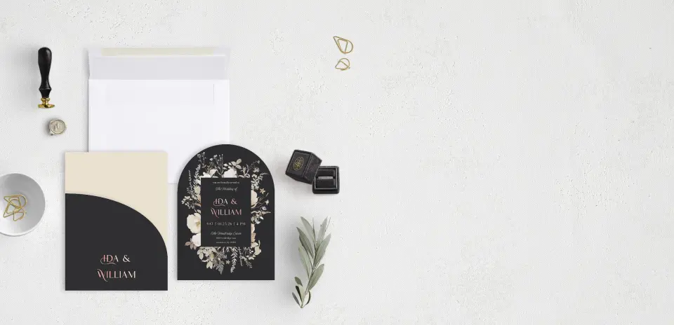 Stacked Wedding Invitations with pocket and coordinating items