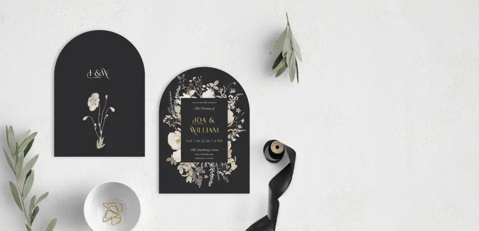 Stacked Wedding Invitations front and back