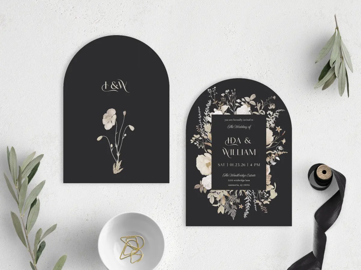 Stacked Wedding Invitations front and back