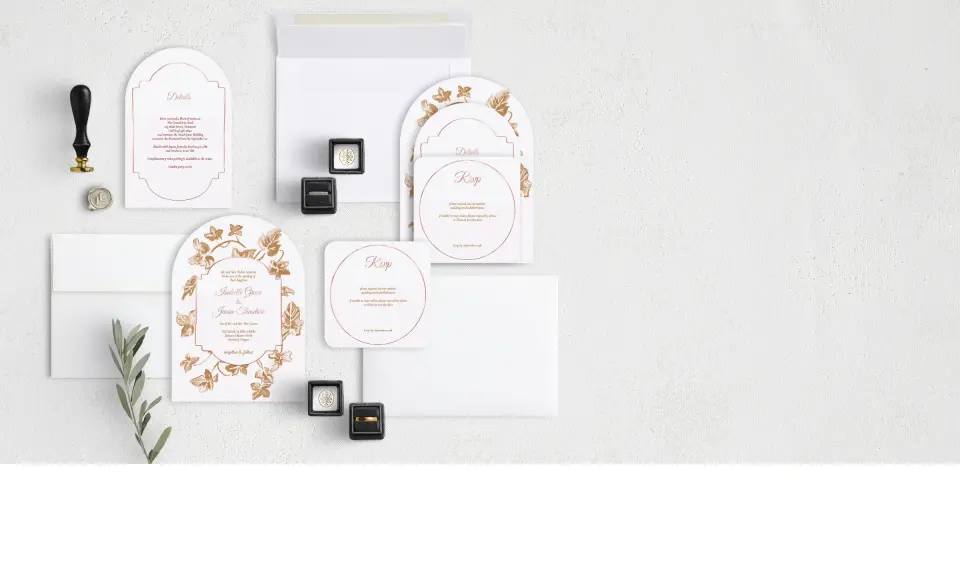 Stacked Wedding Invitations with coordinating items