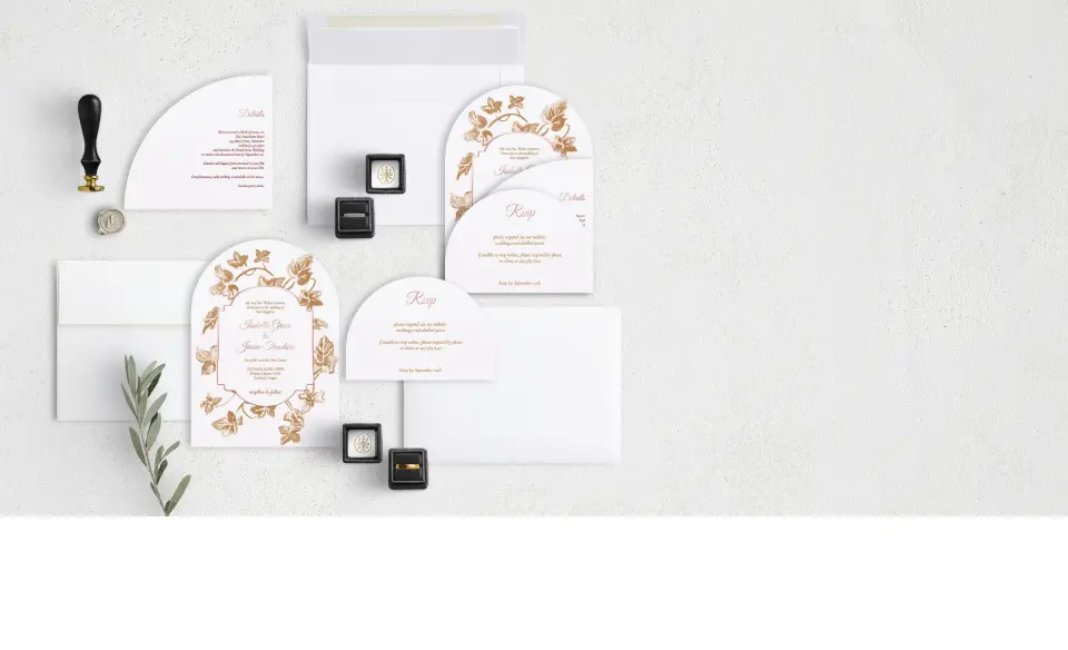 Stacked Wedding Invitations with coordinating items