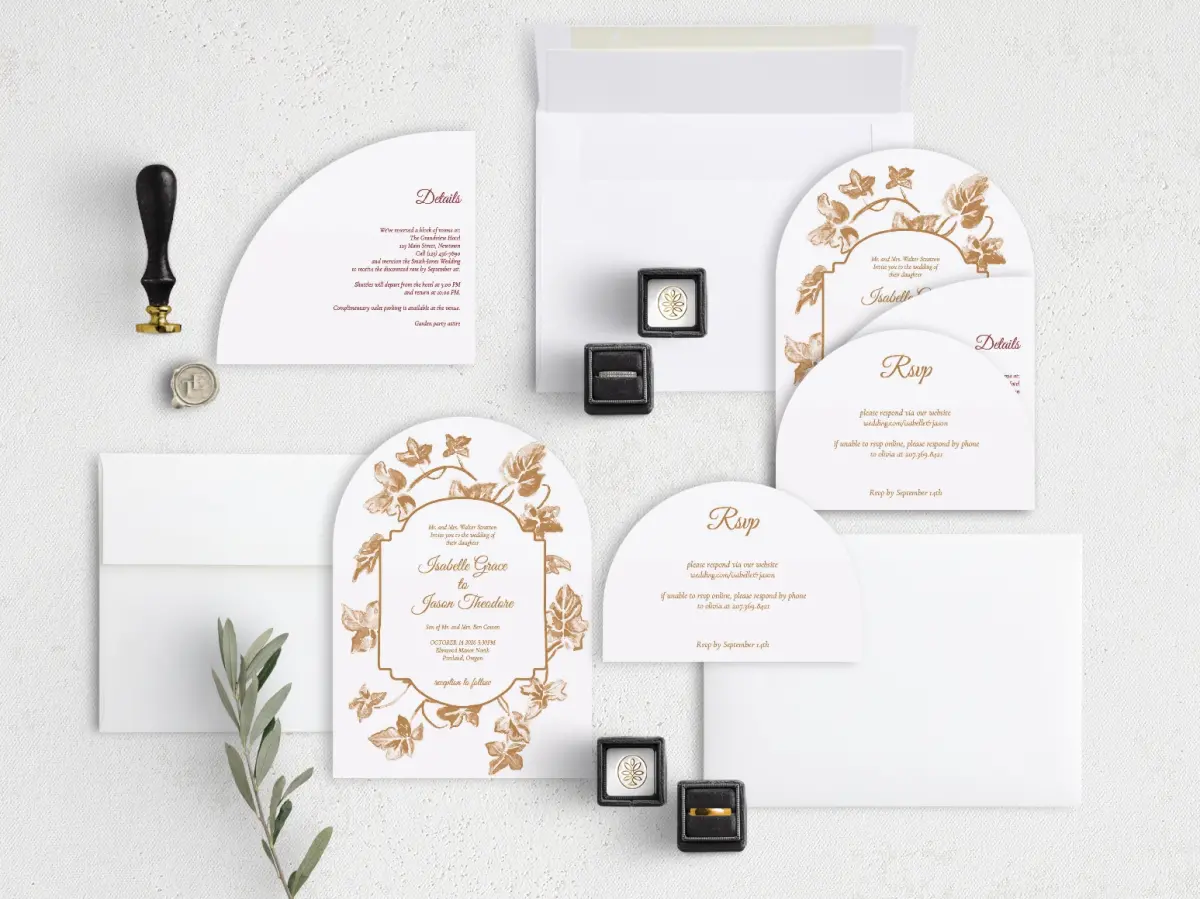 Stacked Wedding Invitations with coordinating items