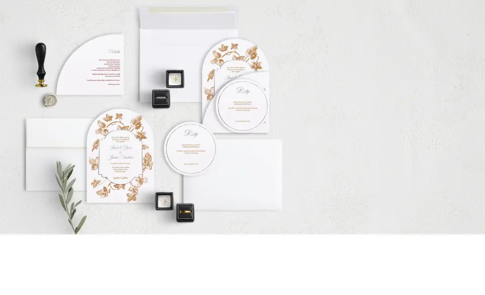 Stacked Wedding Invitations with coordinating items