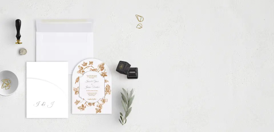 Stacked Wedding Invitations with pocket and coordinating items
