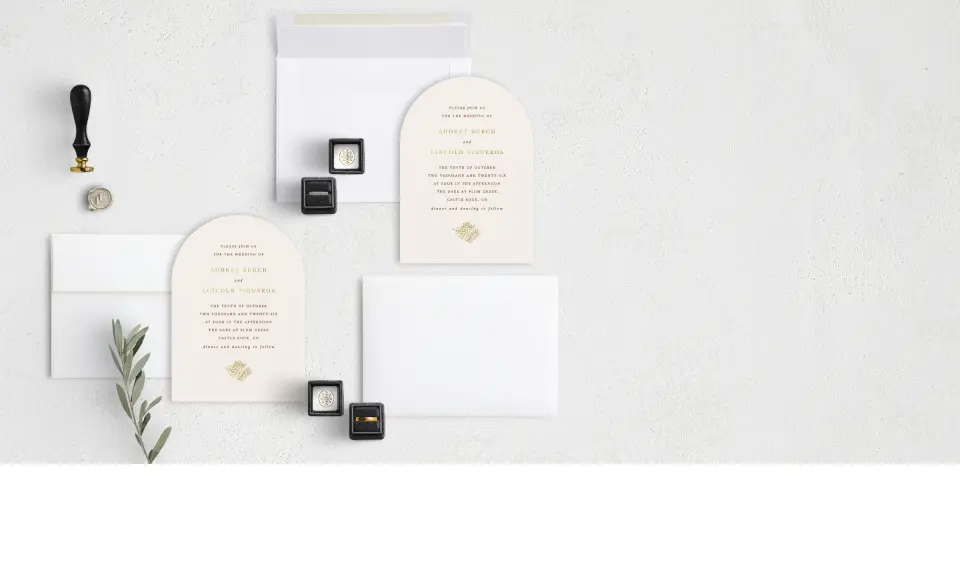 Stacked Wedding Invitations with coordinating items
