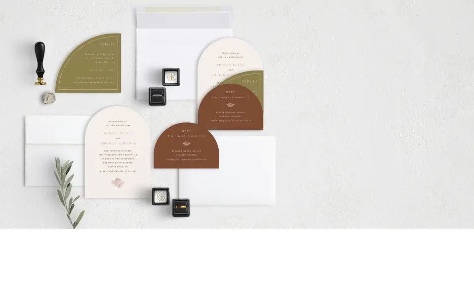 Stacked Wedding Invitations with coordinating items