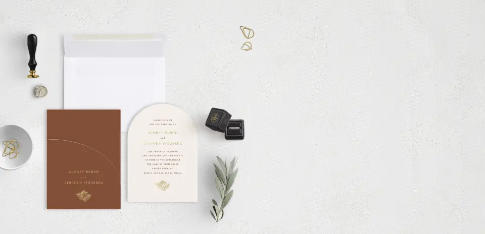 Stacked Wedding Invitations with pocket and coordinating items