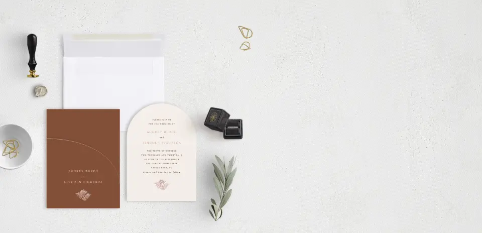 Stacked Wedding Invitations with pocket and coordinating items