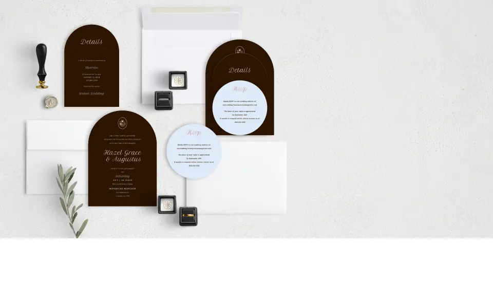 Stacked Wedding Invitations with coordinating items