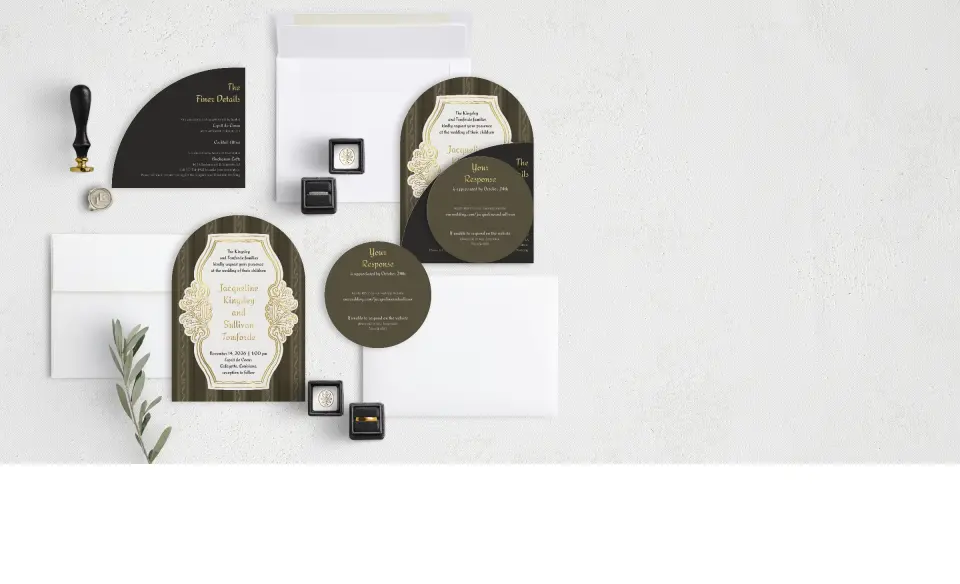 Stacked Wedding Invitations with coordinating items