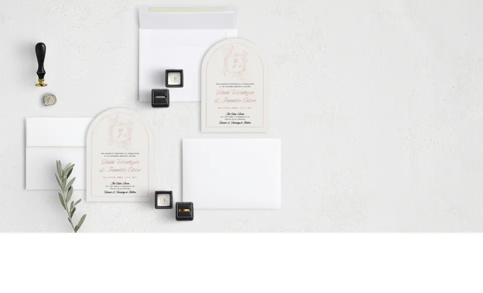 Stacked Wedding Invitations with coordinating items