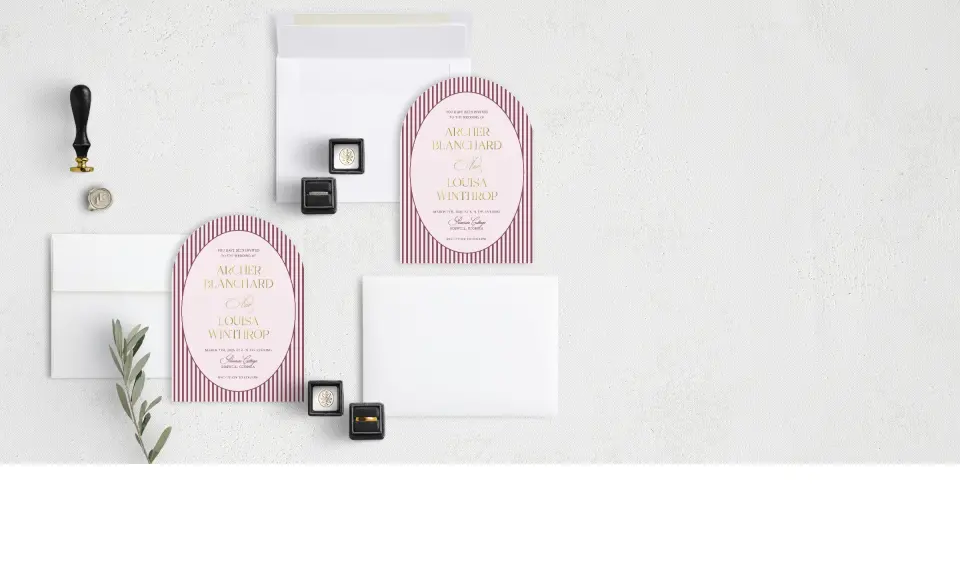 Stacked Wedding Invitations with coordinating items