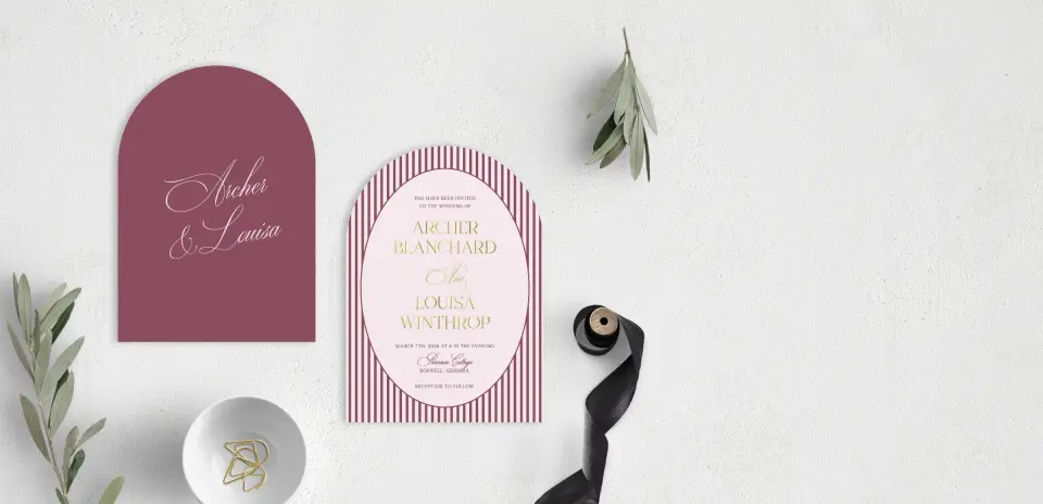 Stacked Wedding Invitations front and back