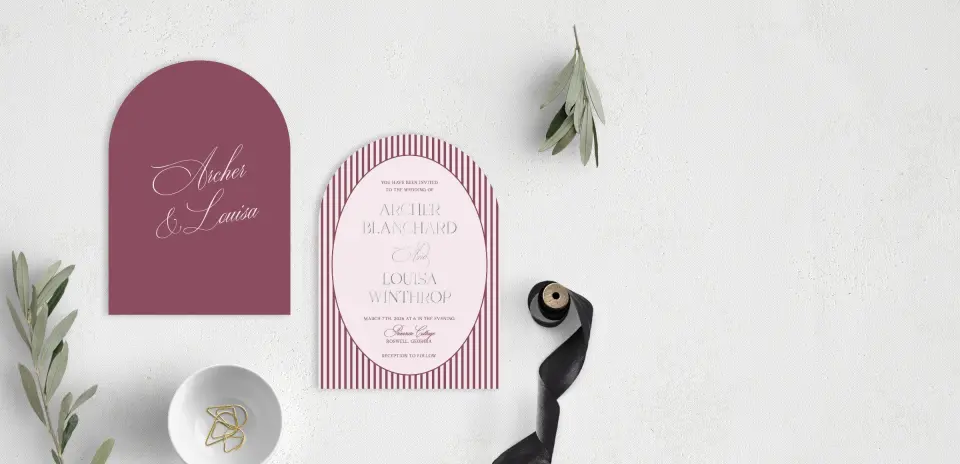 Stacked Wedding Invitations front and back