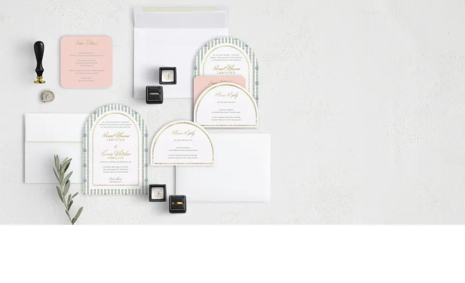 Stacked Wedding Invitations with coordinating items