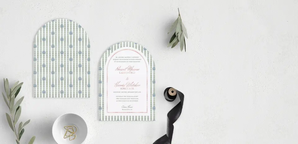 Stacked Wedding Invitations front and back