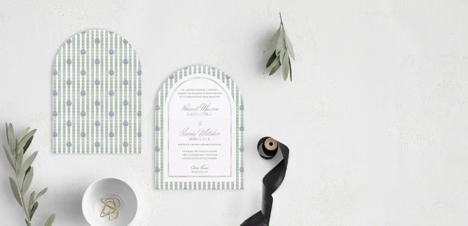 Stacked Wedding Invitations front and back