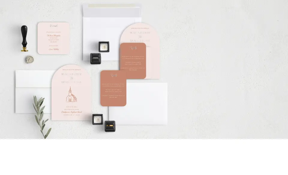 Stacked Wedding Invitations with coordinating items