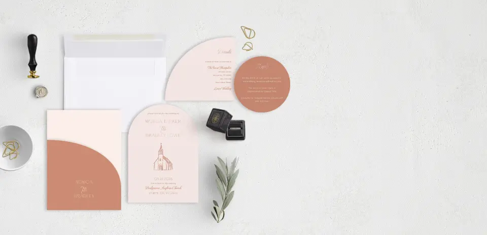 Stacked Wedding Invitations with pocket and coordinating items