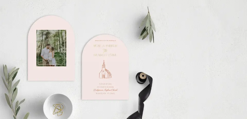 Stacked Wedding Invitations front and back