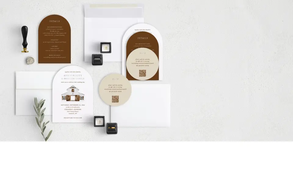 Stacked Wedding Invitations with coordinating items