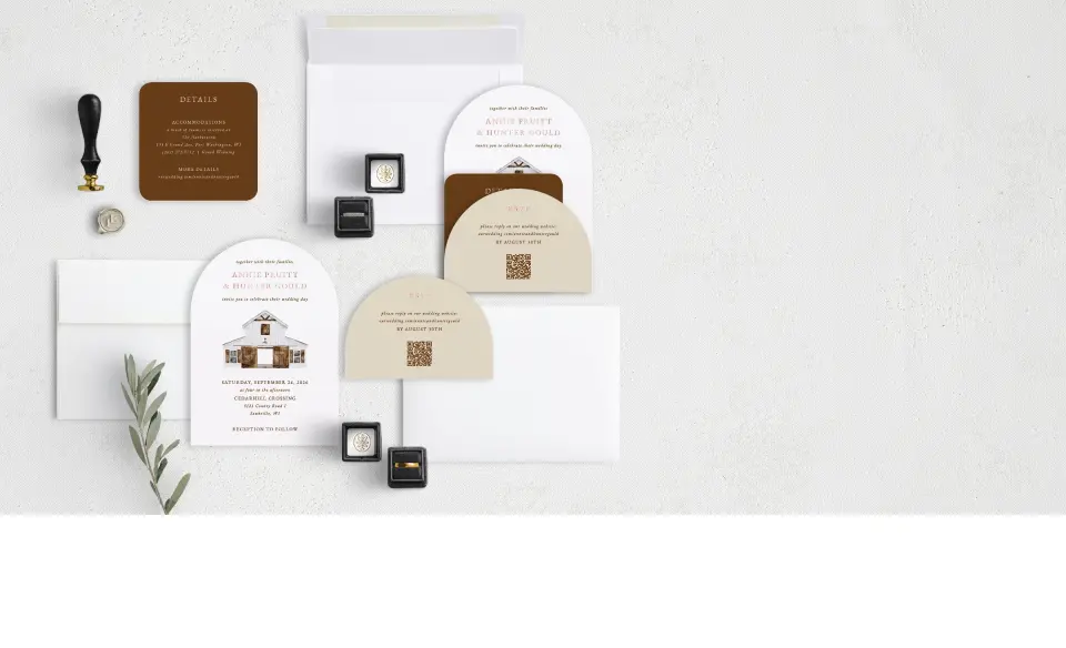 Stacked Wedding Invitations with coordinating items
