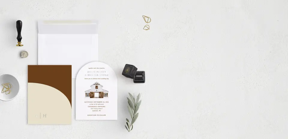 Stacked Wedding Invitations with pocket and coordinating items