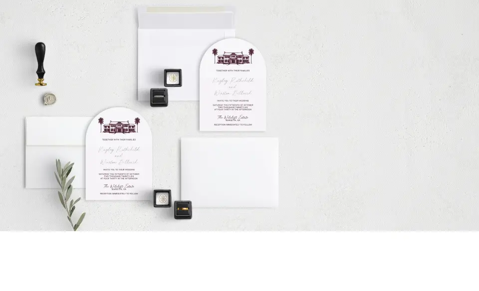 Stacked Wedding Invitations with coordinating items