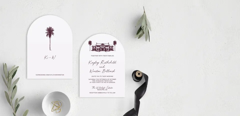 Stacked Wedding Invitations front and back