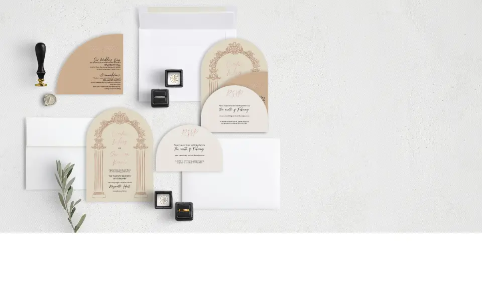 Stacked Wedding Invitations with coordinating items