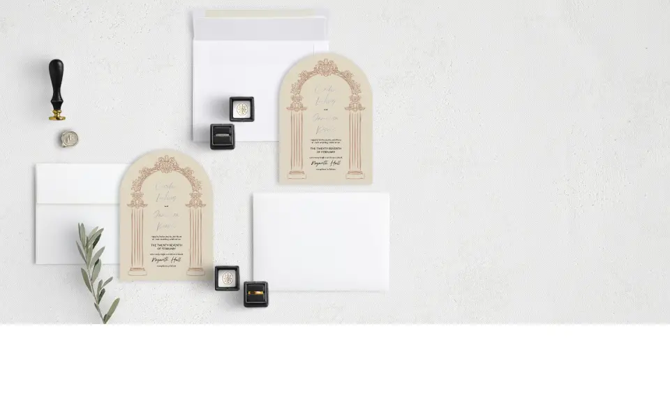 Stacked Wedding Invitations with coordinating items