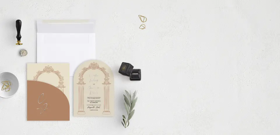 Stacked Wedding Invitations with pocket and coordinating items