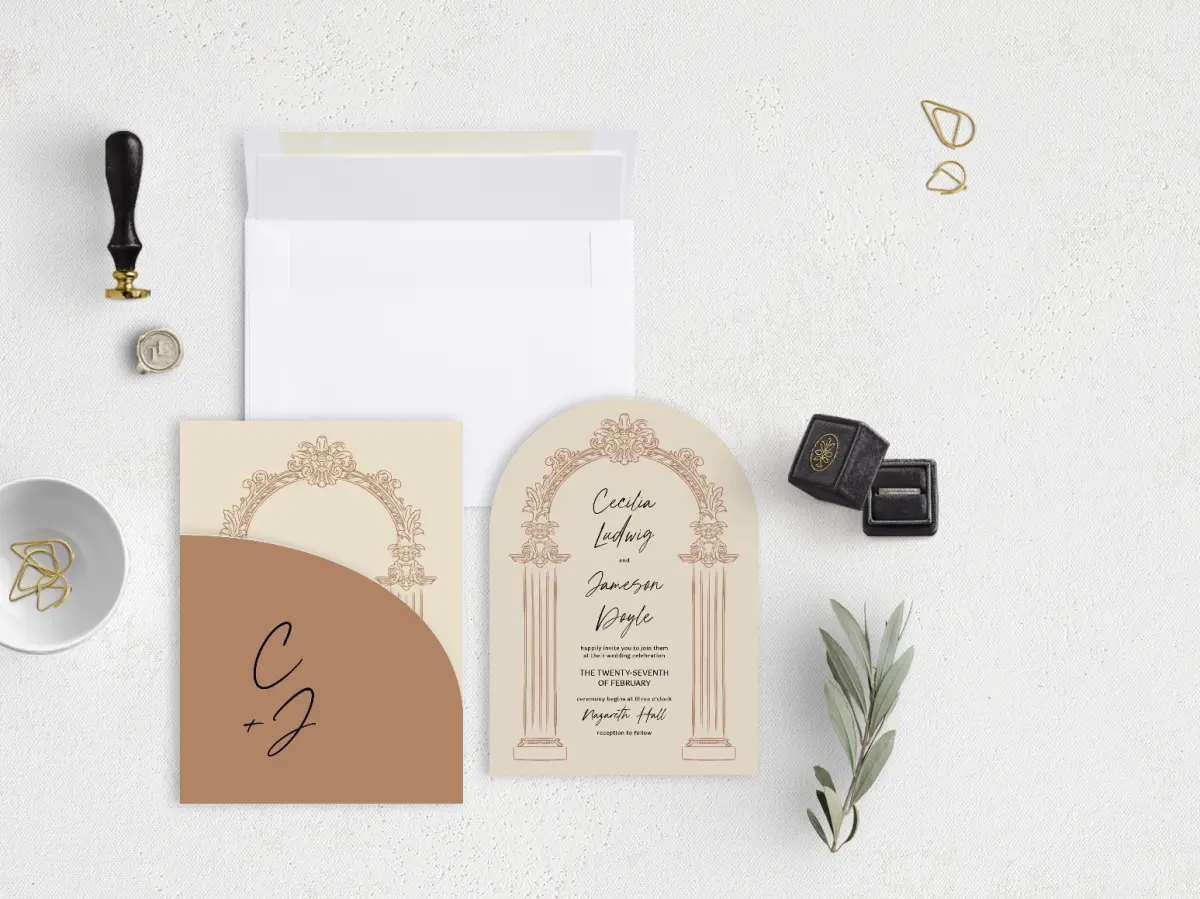 Stacked Wedding Invitations with pocket and coordinating items