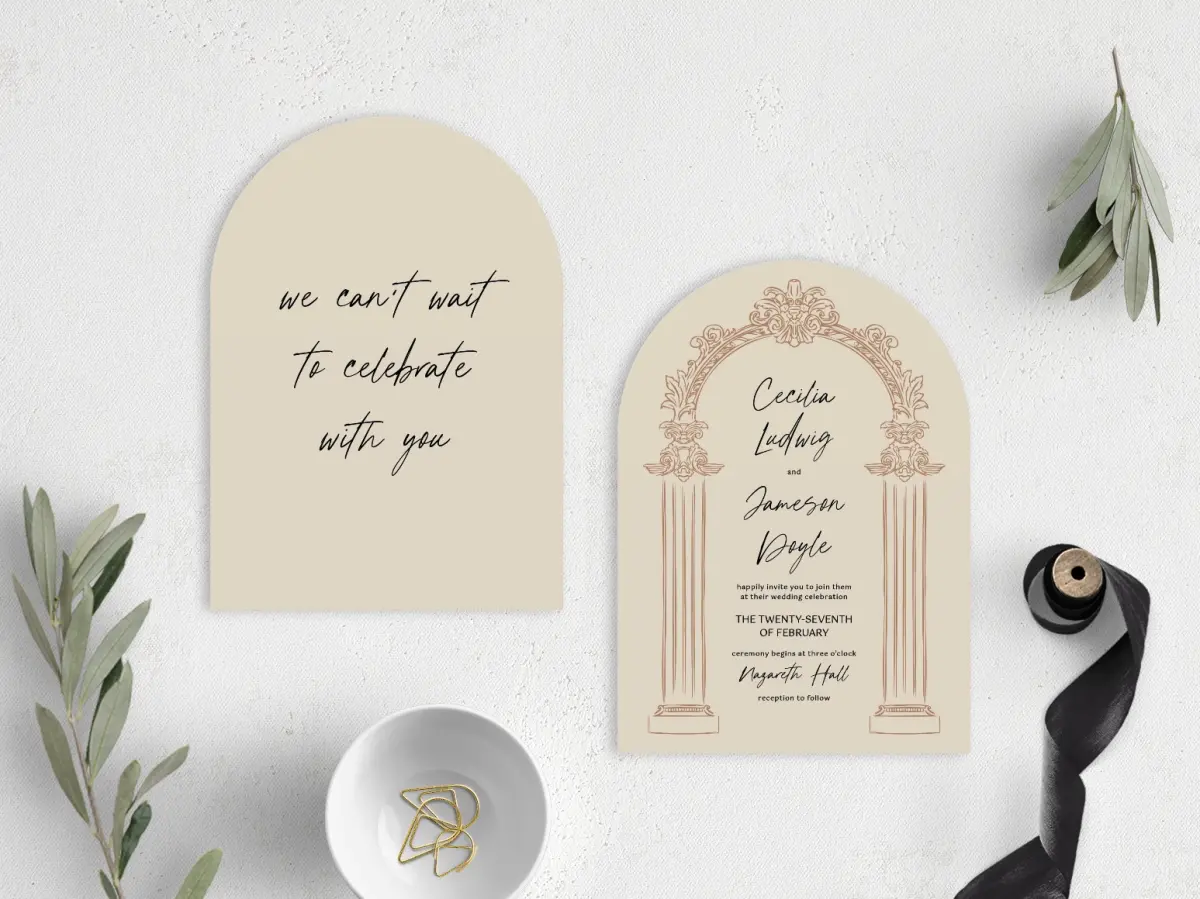 Stacked Wedding Invitations front and back