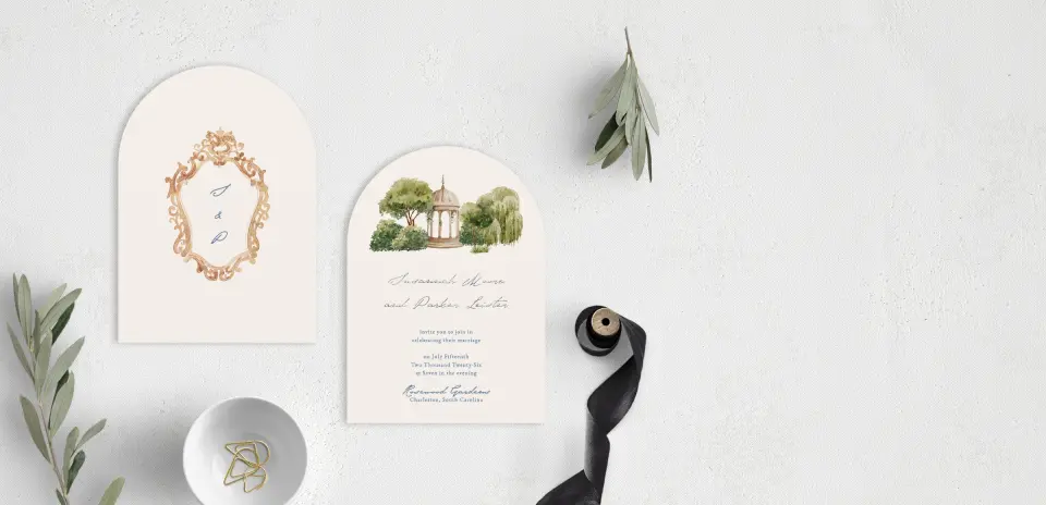 Stacked Wedding Invitations front and back