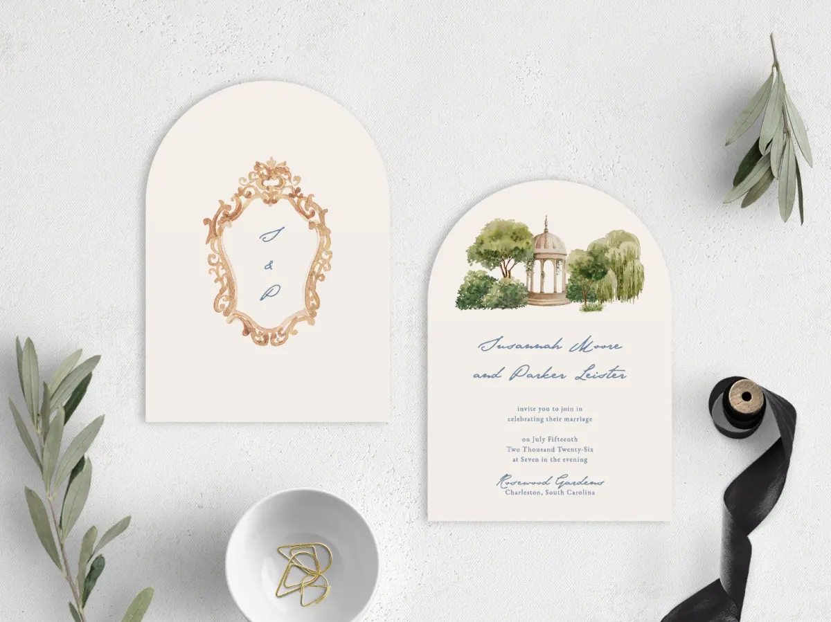 Stacked Wedding Invitations front and back