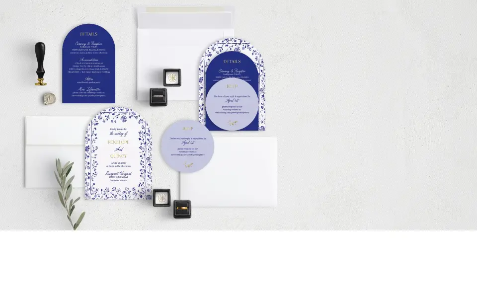 Stacked Wedding Invitations with coordinating items