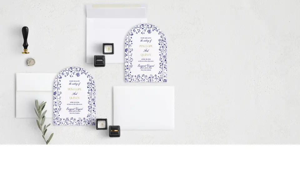 Stacked Wedding Invitations with coordinating items