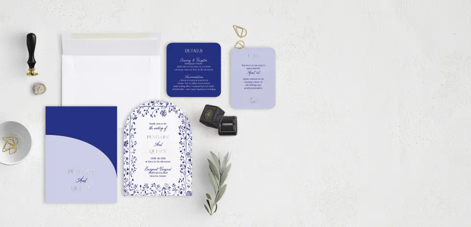 Stacked Wedding Invitations with pocket and coordinating items