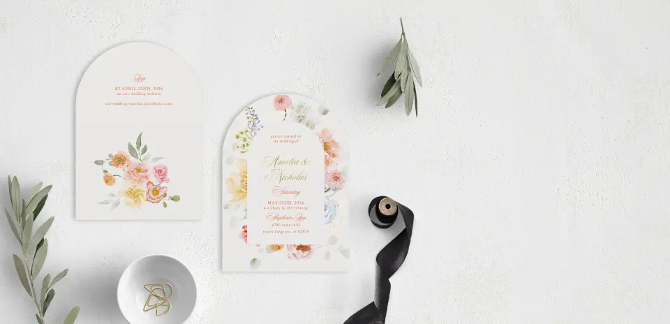 Stacked Wedding Invitations front and back