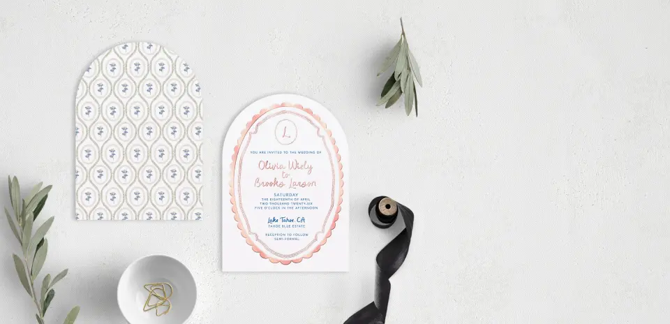 Stacked Wedding Invitations front and back