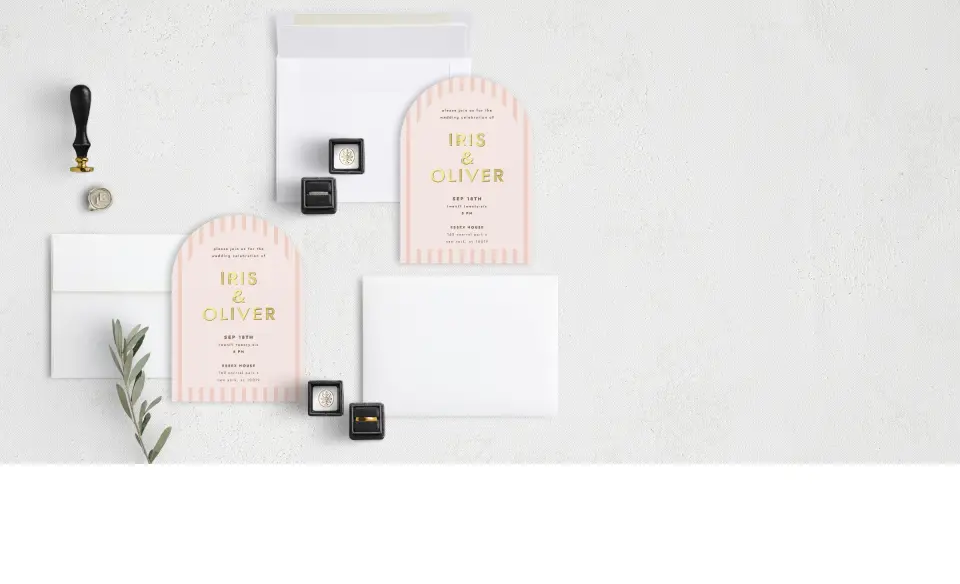 Stacked Wedding Invitations with coordinating items